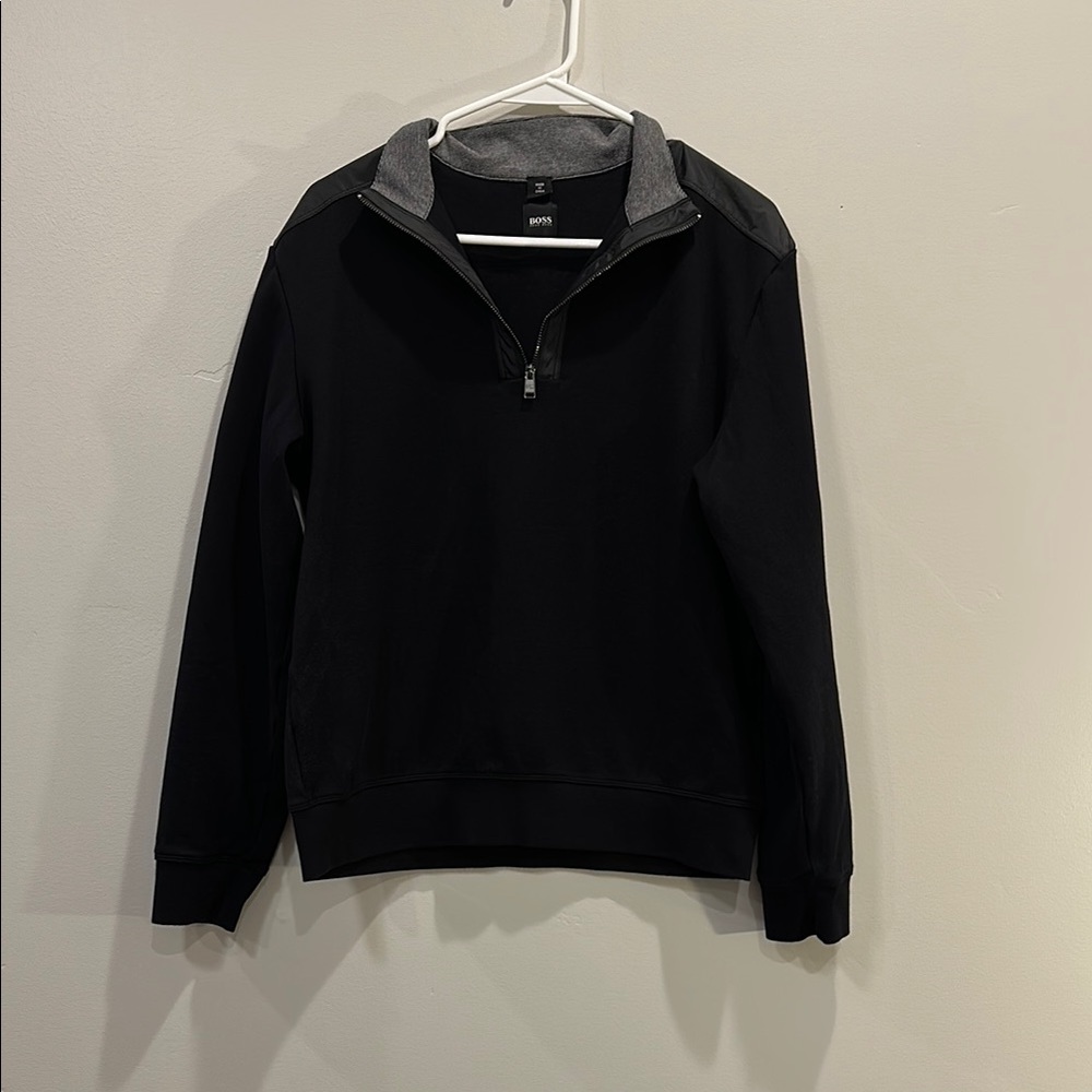 Hugo Boss Black and Gray Zip Up Sweater